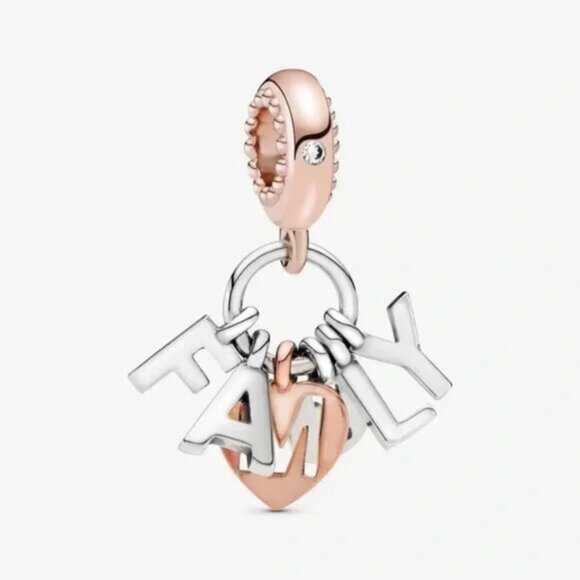 Pandora Rose Gold and Silver Family Charm Bracelet - Picture 1 of 4